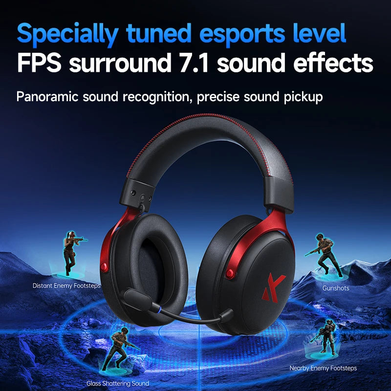 MCHOSE V9 PRO 7.1 Headphones Tri-Mode BT Wireless Low-Latency Gaming E-Sports Headset With Noise Reduction Mic For PC PS4 PS5