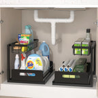 Under Sink Organizer and Storage, 2 Pack Pull Out Cabinet Organizer Slide Out Sink Shelf Cabinet Storage Shelves, Under Sink Sto