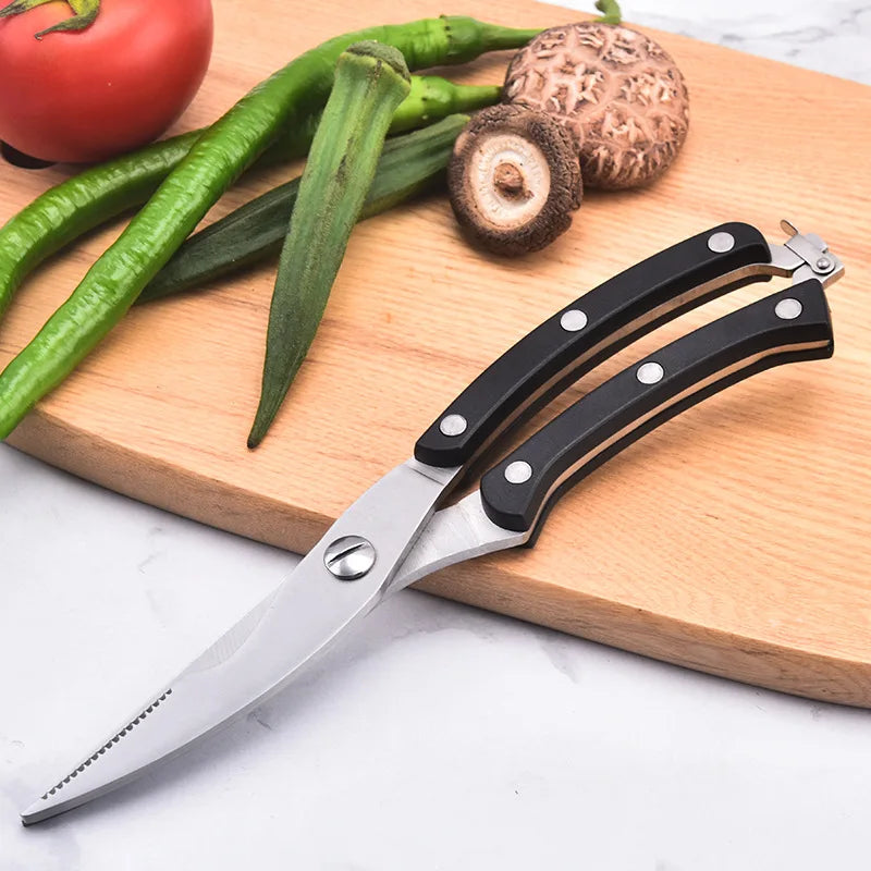 Stainless Steel Kitchen Scissors Powerful Chicken Bone Scissors Cook Shear Cut Multifunctional Scissors Chef Scissors Knife Tool