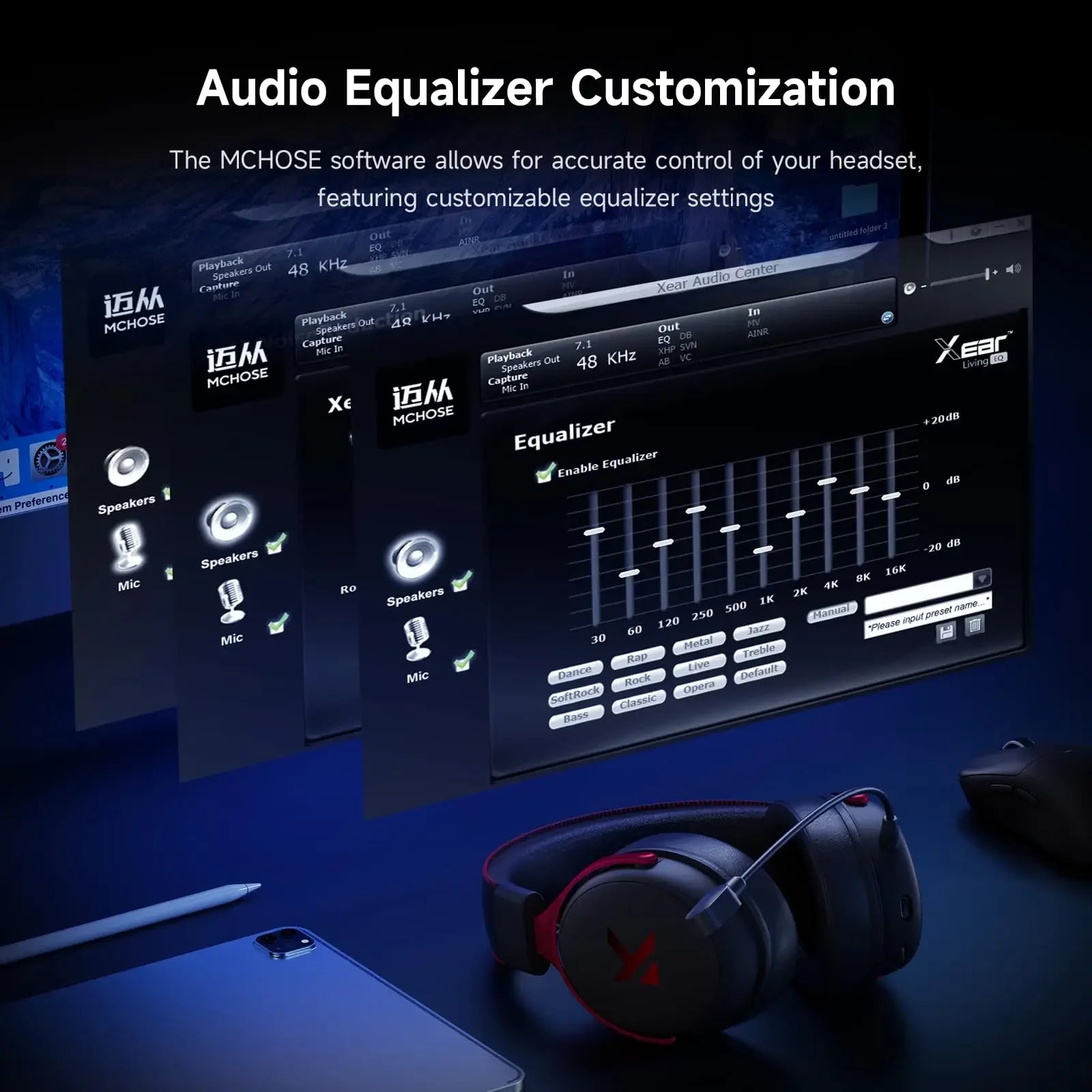 MCHOSE V9 Pro Gaming Wireless  Headset Surround Sound Headphones Noise Canceling Mic Low Latency Lightweight for PS5 PC SWITCH