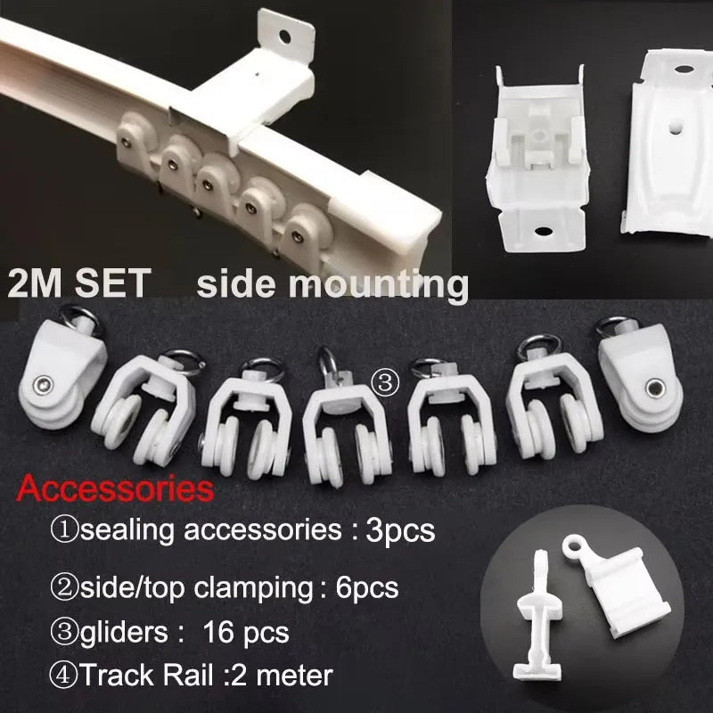 Flexible Ceiling & Wall Mounted Curtain Track Rail Bendable Plastic Steel Design for Bay Windows/Balcony 1-10M White Noise-Free