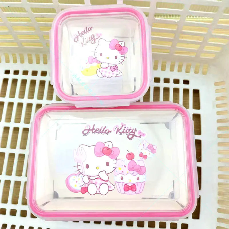 Kitty Rectangle Food Storage Container with Arc Edge Lock Design Airtight Leakproof BPA Free Ideal for Kitchen Organization