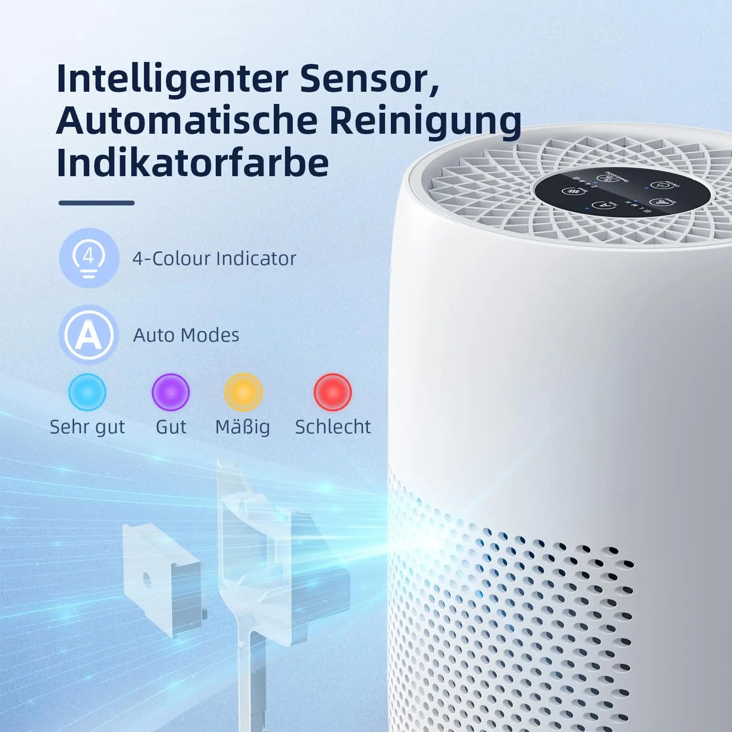 AROEVE Air Purifier 170 m³/h for Bedroom,Living Room Activated Carbon