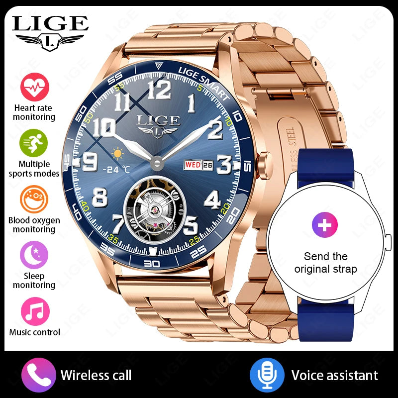 LIGE New Smartwatch Women Men 1.38-inch Smart Watch Message Notification iOS Android Smartwatches Fitness Bluetooth Call Watches