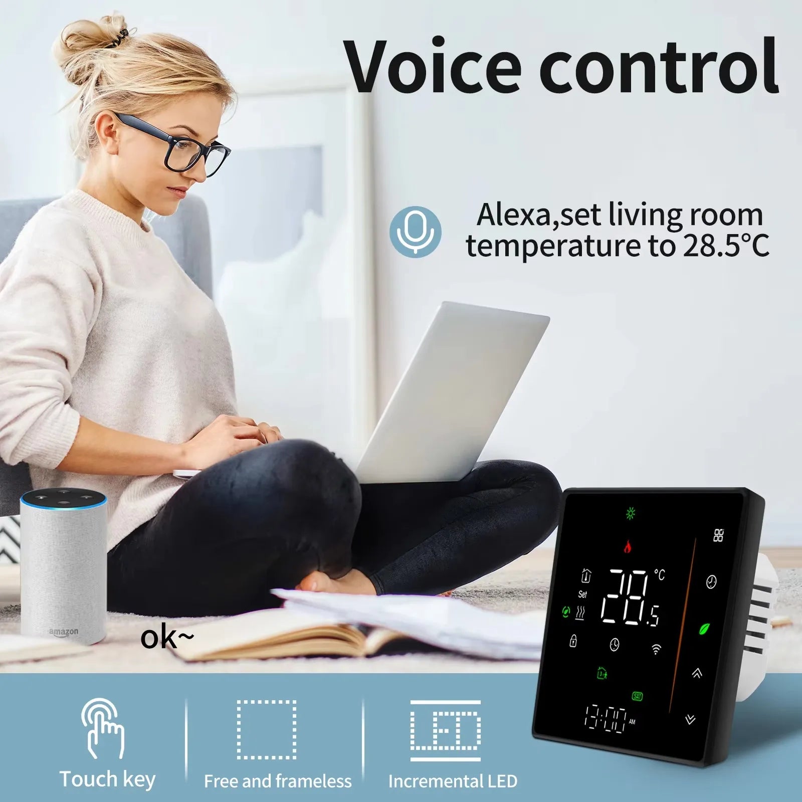 Minco Home Smart WiFi Thermostat Programmable Temperature Controller for Water/Gas Boiler Heating Tuya/Smart Life Remote Control