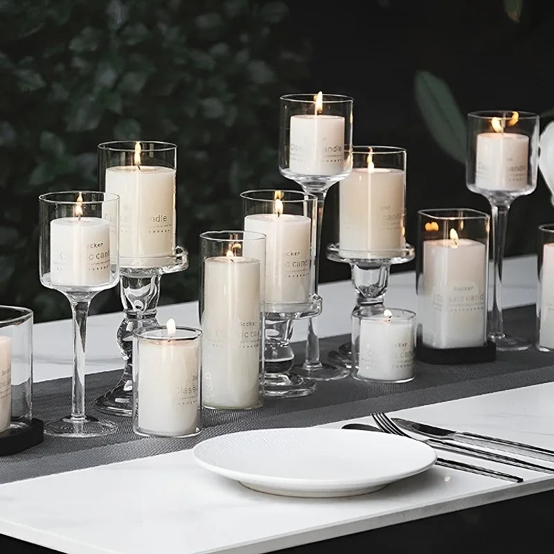 3PCS/Set Glass Candle Holders Candlestick for Wedding Table Center Stander Elegant Centerpieces Home Wedding Decor Accessories