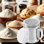 Kitchen Powder Shaker Bottle With Handle And Lid Stainless Steel Salt Dispenser Seasoning Container Jar For Coffee Flour Sugar
