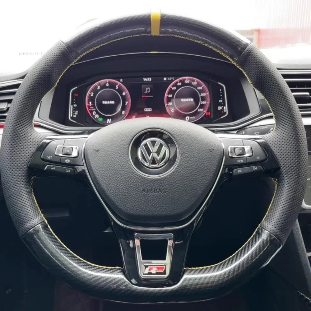 Car Steering Wheel Braid Cover Carbon Fiber Leather For Volkswagen VW Golf 7 Mk7 New Polo Jetta B8 Avant Car Interior