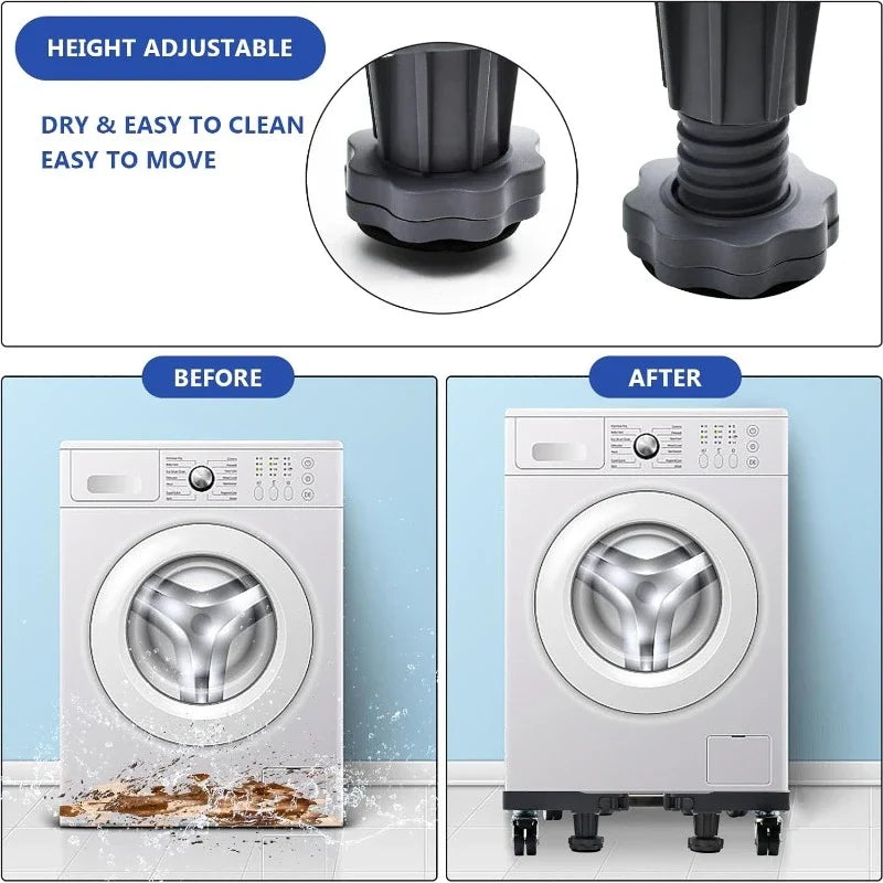 Mobile Appliance Pedestal - Double Pipe Fridge & Washer Stand w/ Wheels