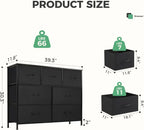ANTONIA Dresser for Bedroom with 7 Drawers, Storage Organizer Units Furniture, Chest Tower TV Stand with Fabric Bins,Metal Frame