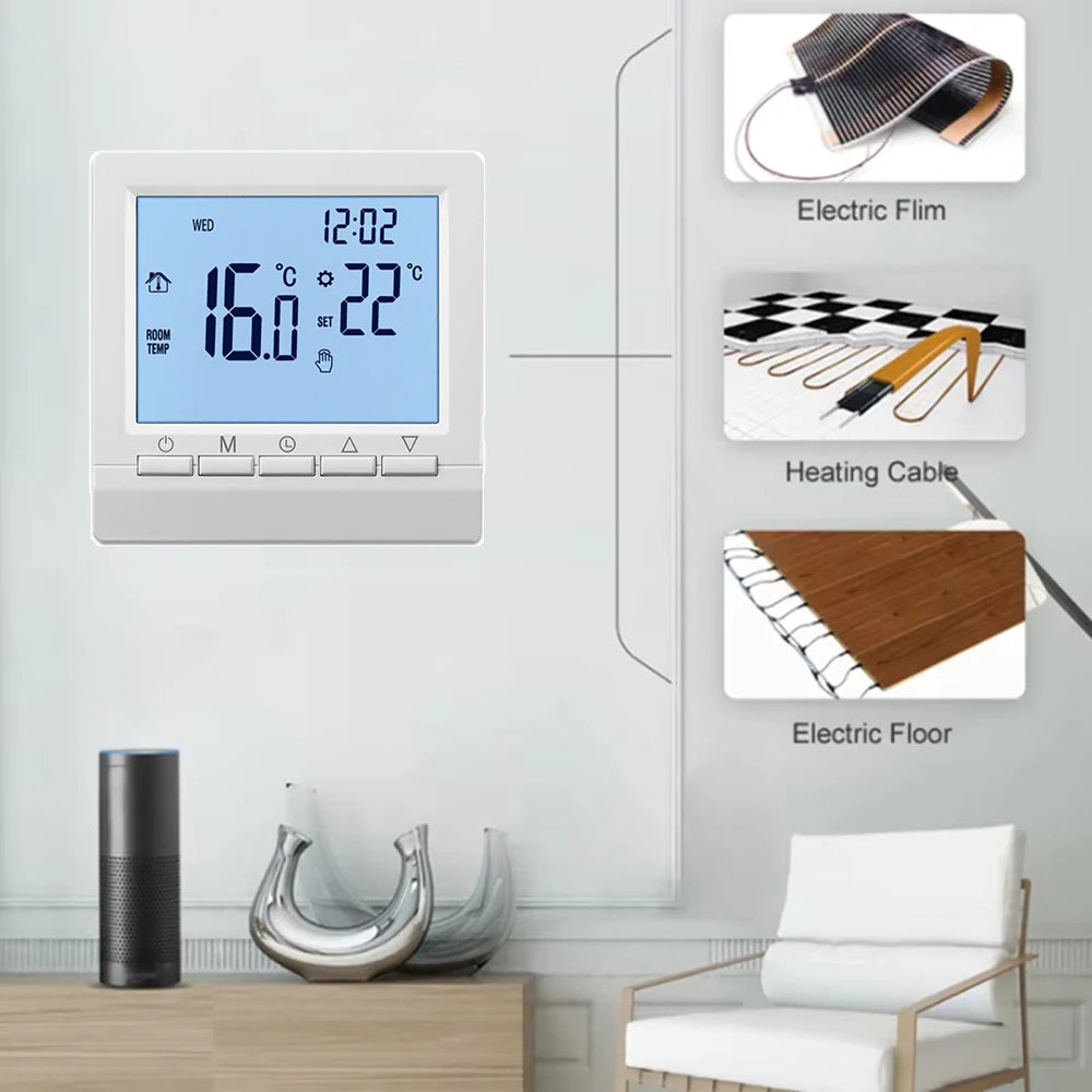 Smart Thermostat Hygrometer With Child Lock Backlight Battery Wired Thermostat Home Smart Water and Floor Heating Controller