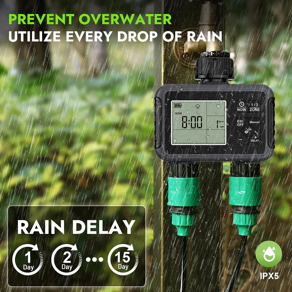 1/2/3-Outlets Smart Irrigation Watering System Automatic Water Timer Sprinkle Faucet Hose Programmer Timer for Garden Outdoor