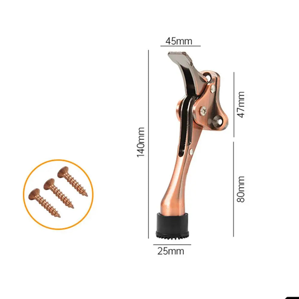 Zinc Alloy Kick Down Door Stopper Self Adhesive Anti Collision Doorstop Strong Suction Floor Holder Wall Protector Home Hardware