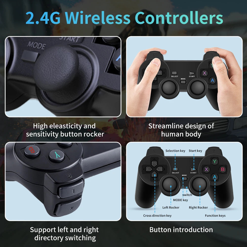 4K HD M8 TV Game Stick - 25000+ Classic Games Console with 2.4G Wireless Controllers | AlluCanFind