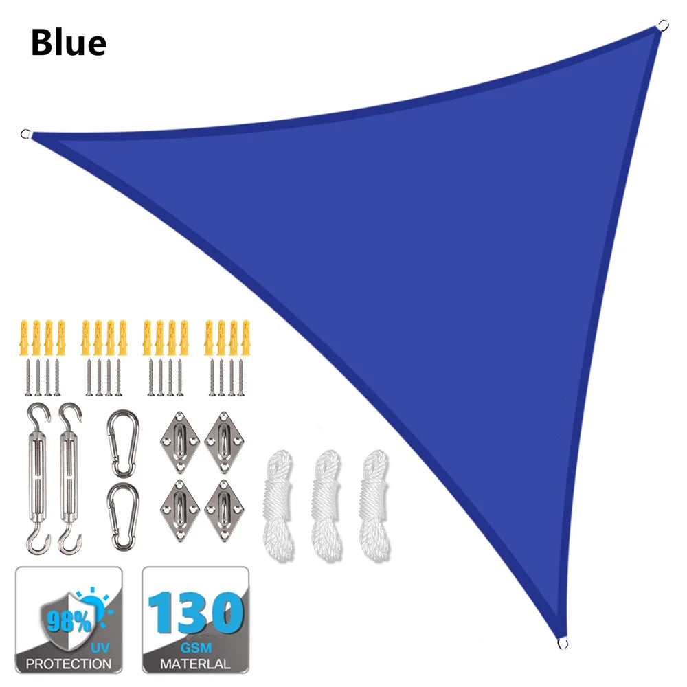 5x5x5/2x2x2M Waterproof Sun Shelter Triangle Sunshade Protection Outdoor Canopy Garden Patio Pool Shade Sail Awning Shade Cloth