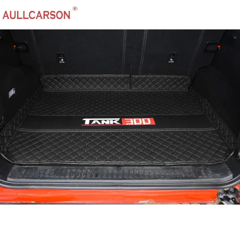 For GWM Tank 300 2023 2024 Custom Trunk Mats Leather Durable Cargo Liner Boot Carpets Interior Cover Car Accessories