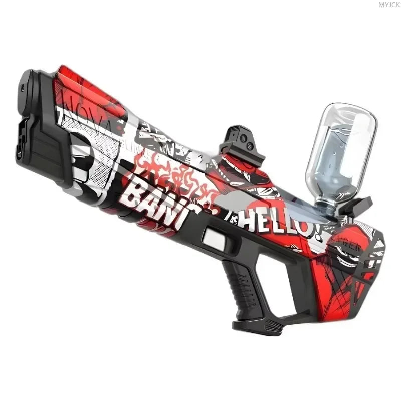 Electric continuous water gun fully automatic water absorption large capacity outdoor battles  summer water fights children toys