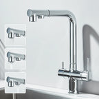 Filtered Kitchen Sink Faucet Pull Out Spray 360 Rotation Water Filter Tap Dual Sprayer Drinking Water Tap Vessel Sink Mixer