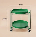 Household Living Room Movable Coffee Table Nordic Minimalist Wheeled Cart Bedside Circular Storage Rack