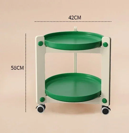 Household Living Room Movable Coffee Table Nordic Minimalist Wheeled Cart Bedside Circular Storage Rack