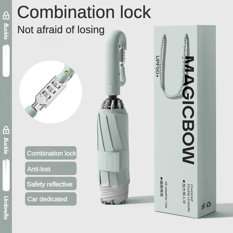 Fully Automatic Folding Password Lock Buckle Umbrella, Windproof, Enlarged Thick,Car Reverse Wind Resistant Umbrella Men Women