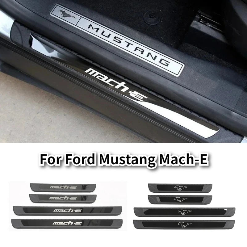 4PCS Door Pedal Sill Strip for Ford Mustang Mach-E External Threshold Bar Anti-stepping Sticker Protection Accessories 2021-2023