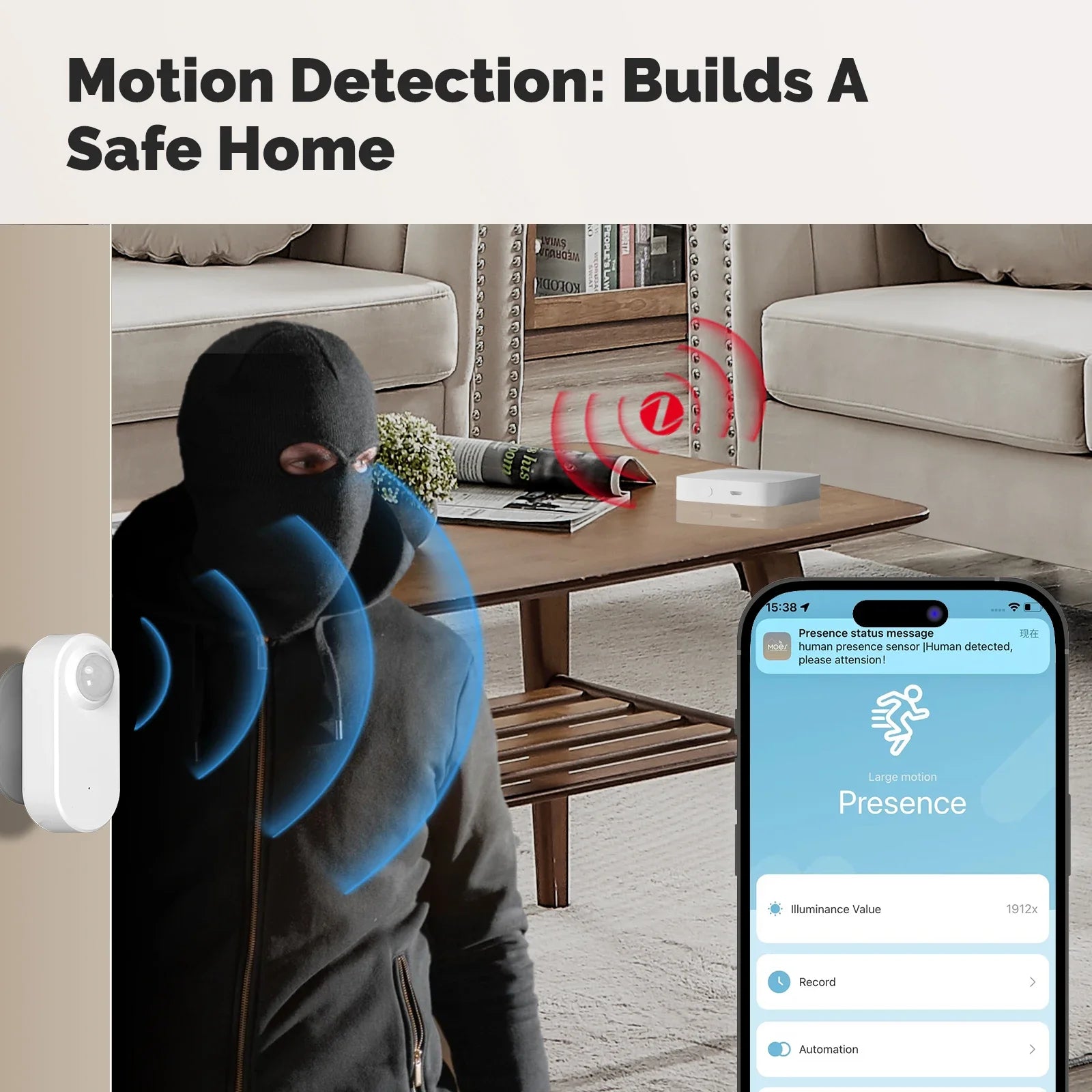 MOES Tuya ZigBee Smart Radar 24GHz mmWave Wireless Human Presence PIR Sensor App Remote Monitoring Motion&Motionless Detection