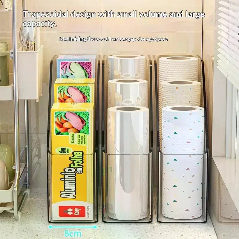 Kitchen Storage Box for Plastic Wrap and Gloves; Cabinet Door Organizer Garbage Bag Container