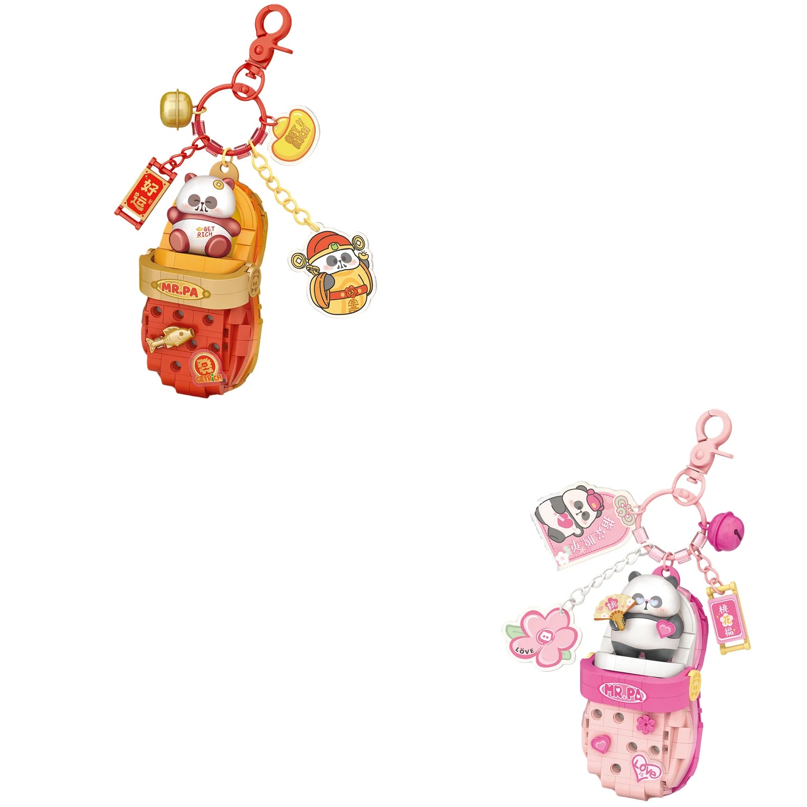 LOZ Panda Big Head Shoes Keychain Model Assembly Toy Home Creative Ornament Building Blocks Set Boys and Girls Birthday Gift