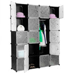 Wardrobe shoe cabinet storage cabinet,  20 cubes wardrobe with 2 clothes rails, stackable folding wardrobe, for bedroom clothes
