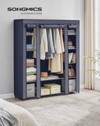 SONGMICS Closet Wardrobe, Portable Closet for Bedroom, Clothes Rail with Non-Woven Fabric Cover, Clothes Storage Organizer