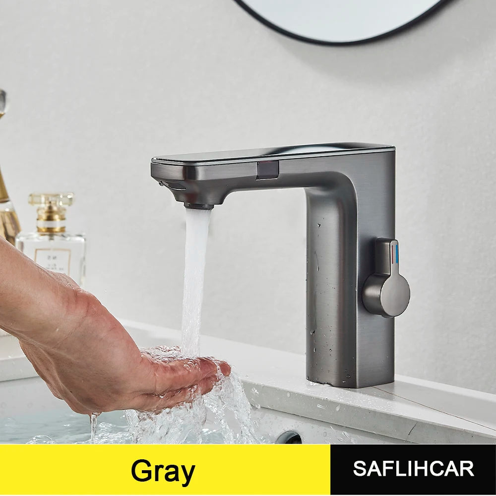 White Smart Dual Sensor Basin Faucet - Hot/Cold Deck Mount