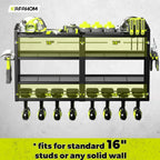 4 Layer Heavy Duty Metal Power Tool Storage Rack,Garage Tool Organizer and Storage with Screwdriver Holder Holder/Hammer Holder