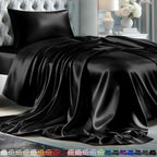 Satin Bed Sheets - 4 Piece Luxury Silky Queen Size Bedding Set, Wrinkle-Free with 15” Deep Pocket Fitted Sheet, Bedding Set