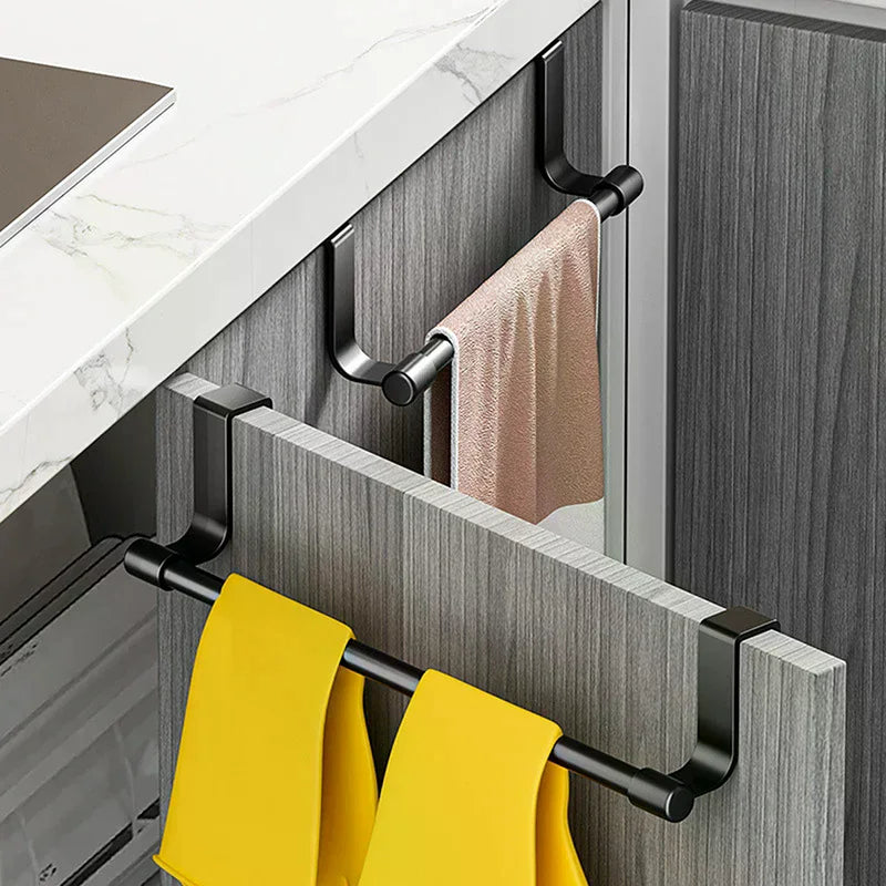 1pcs Wall-Mounted Kitchen Cabinet Towel Rack - Space-Saving Dishcloth Holder For Home And Bathroom No Drilling Require