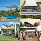 Beige Sun Shade Sail Rectangle Square Triangle Canopy Awning Cloth UV Block Heavy Duty Commercial Graden Outdoor Patio Tarp