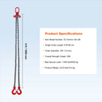 VEVOR 3T Chain Sling 6 ft Heavy Duty Lifting Chains with 2 Leg Grab Hooks G80 for Engine Manual Hoist Lifting Tool