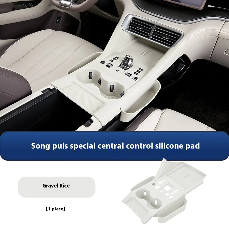 Fit For BYD Song Plus EV DMI 2020-2025 Central Control Panel Protective Pad Wireless Charging Silicone Pad Water Cup Holder Trim