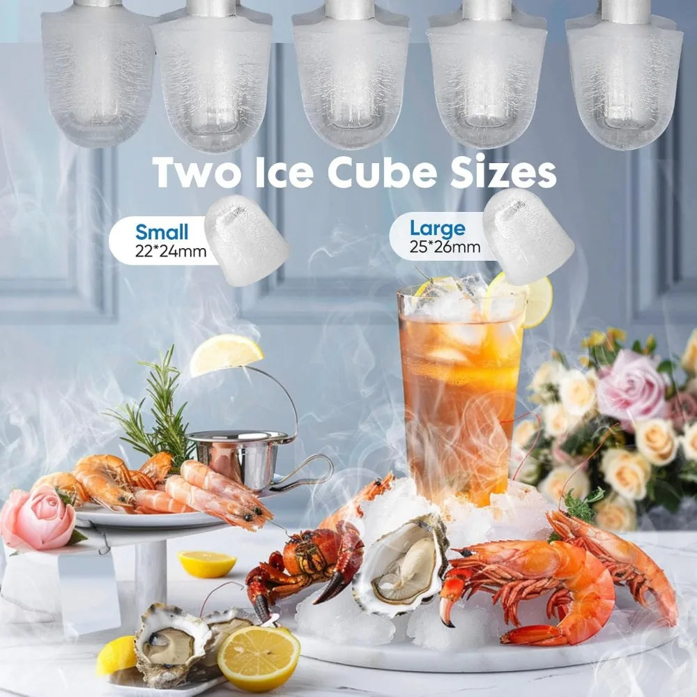Countertop Ice Maker, Portable Ice Machine Self-Cleaning, 9 Cubes in 6 Mins, 26 lbs/24Hrs, 2 Sizes of Bullet Ice for Home Party