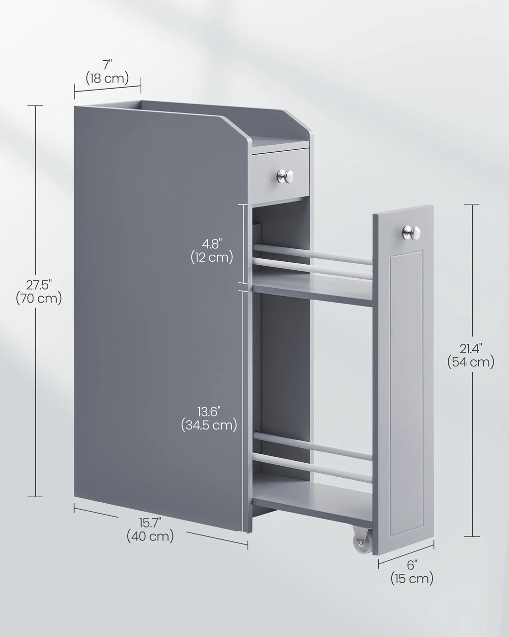 VASAGLE Small Bathroom Storage Cabinet, Slim Bathroom Storage Organizer, Toilet Paper Holder with Storage