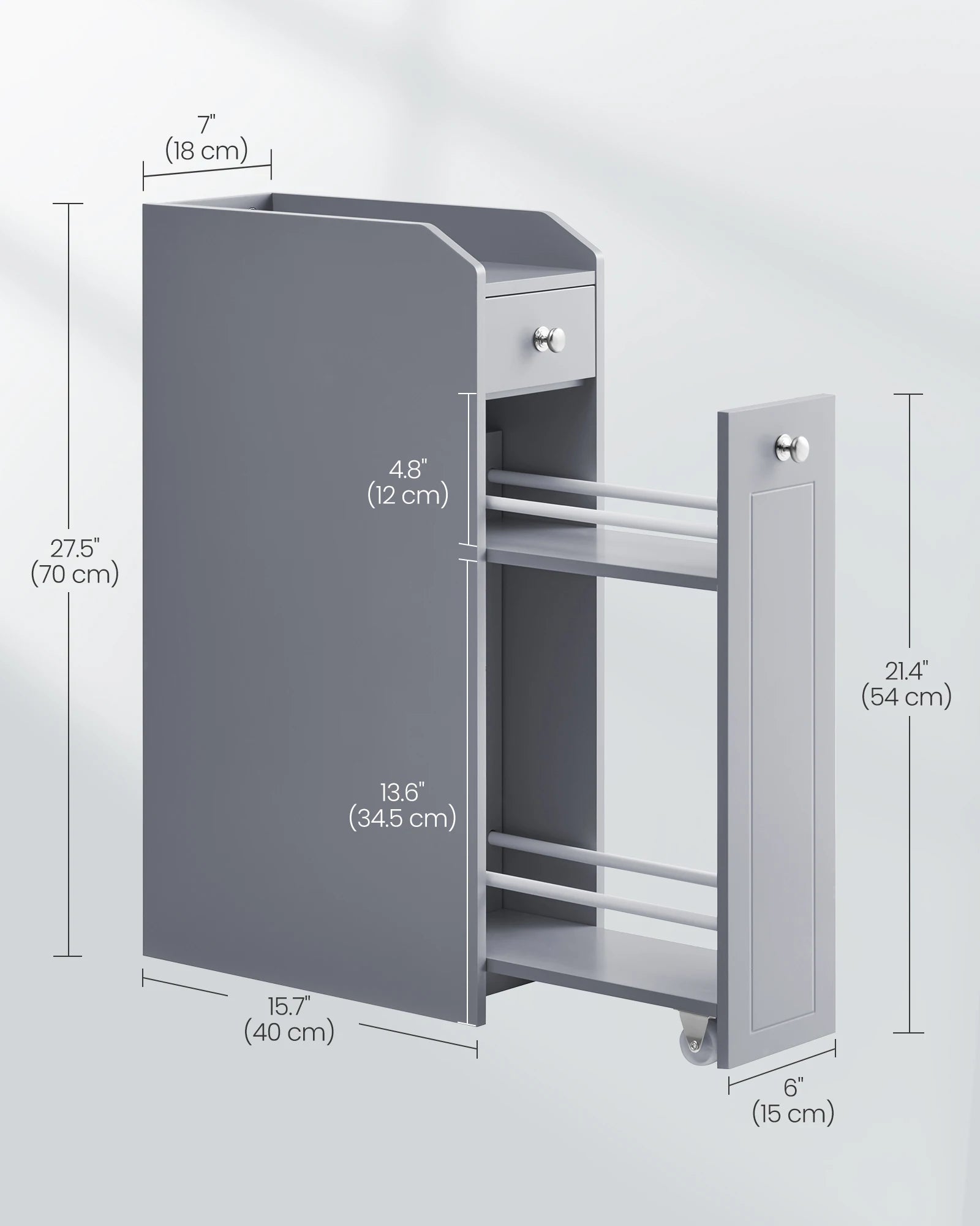 VASAGLE Small Bathroom Storage Cabinet, Slim Bathroom Storage Organizer, Toilet Paper Holder with Storage