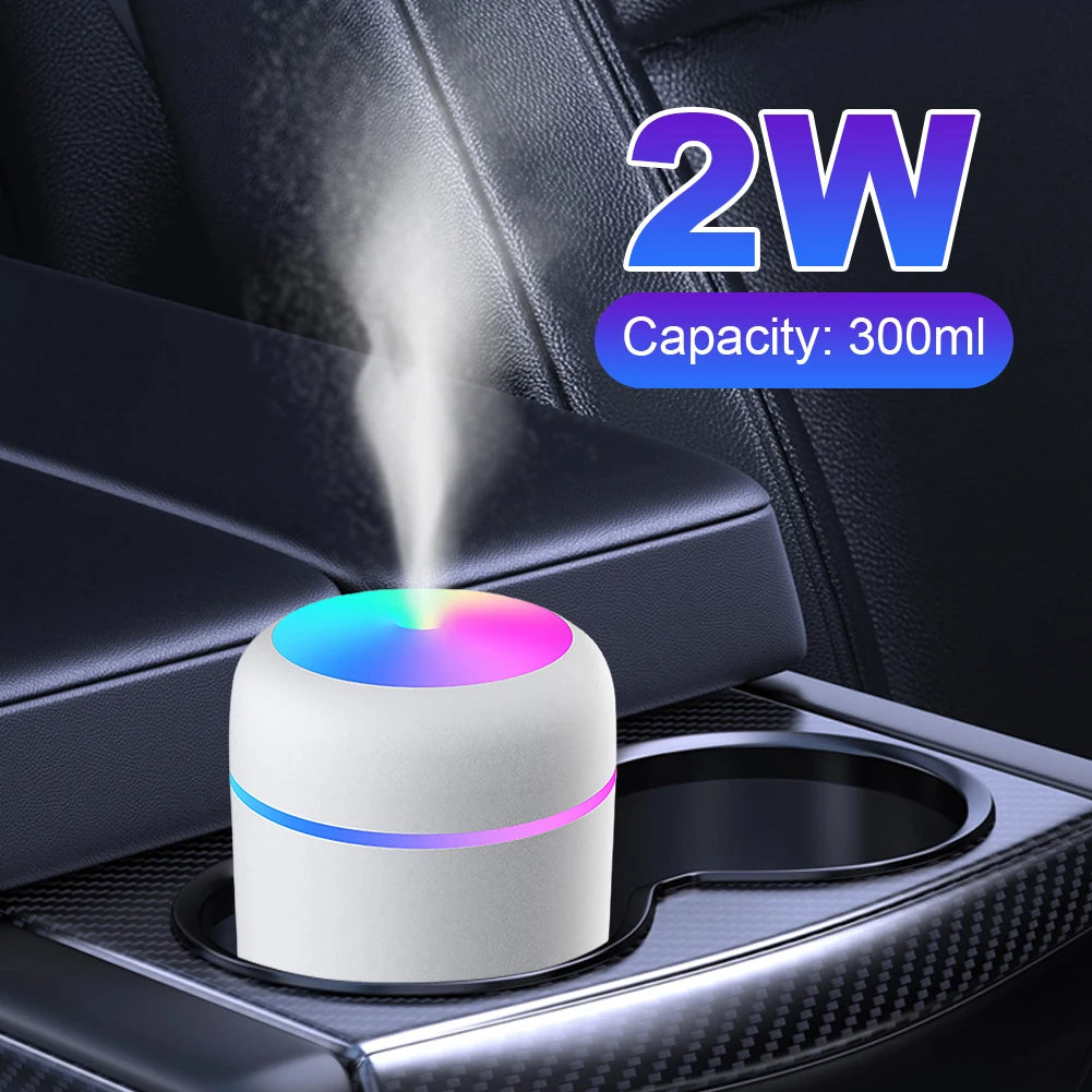 300ml Cool Mist Sprayer USB with Colorful Light Portable Electric Air Humidifier Mini Ultrasonic Air Humidifier for Car Bedroom