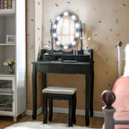 4 Drawers Vanity Table Dressing Table W/10 Dimmable Bulbs &Touch Switch Black