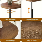 Luxury Adjustable Height Sofa Side Table Portable C-Shape Coffee Table with Cork Finish for RV Home Office Living Room Bedroom