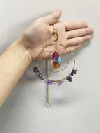 Purple Crystal Moon Sun Catcher Decor Pendant Wall Hanging Window Crystal Suncatcher Home Decoration Mother Day Girl Gift Crafts