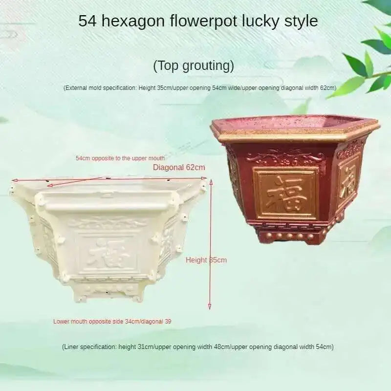 Hexagonal Cement Flowerpot Mold Home Garden Balcony Bonsai Pot Template Concrete Cast-in-place Homemade Plastic Flowerpot Mold
