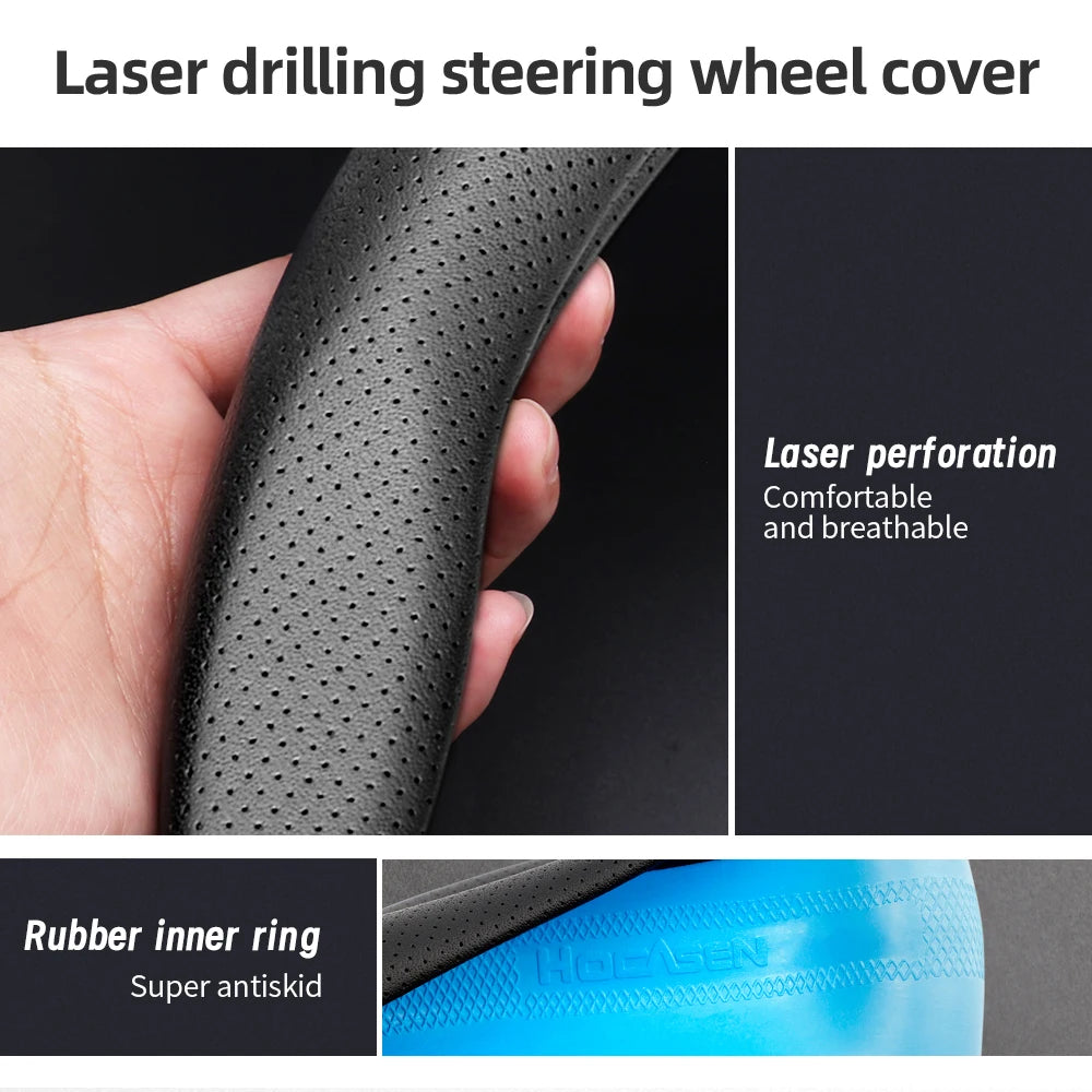 Suitable for Dodge Ultra-Thin Breathable Leather Steering Wheel Cover Suitable for Challenger Journey Charger Caliber Durango Ram 1500 Grand Caravan Dart Dakota Nitro Avenger Viper