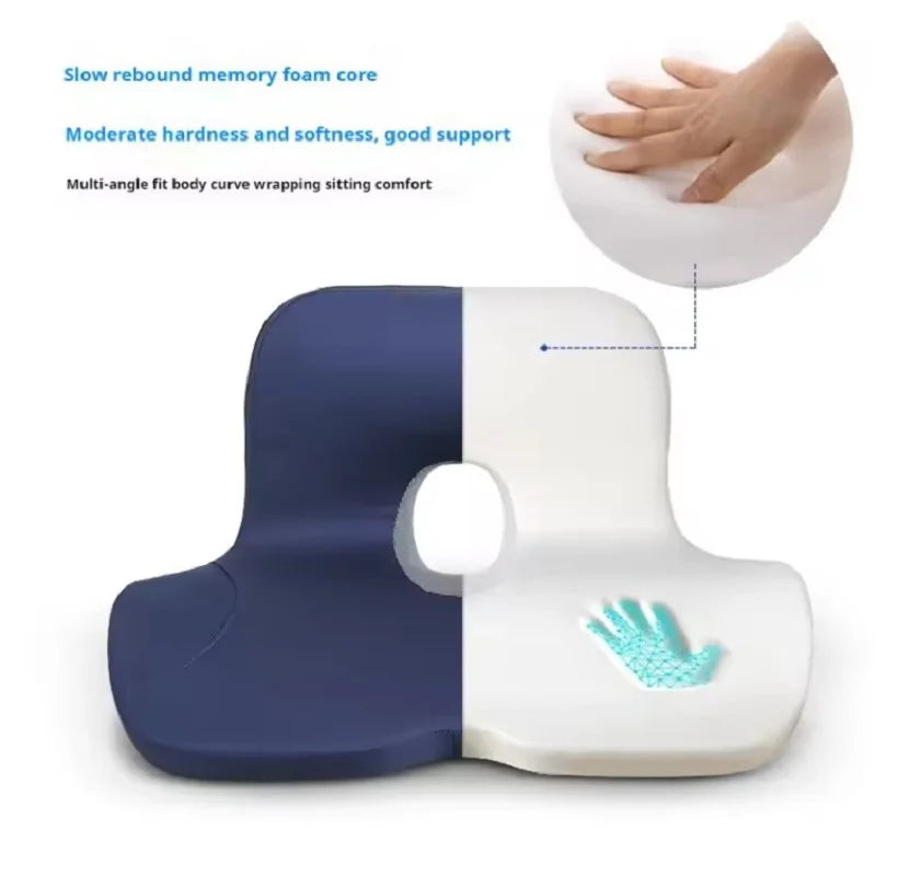 Memory Foam Seat Cushion Waist Back Support Pillow Set Orthopedic Ergo