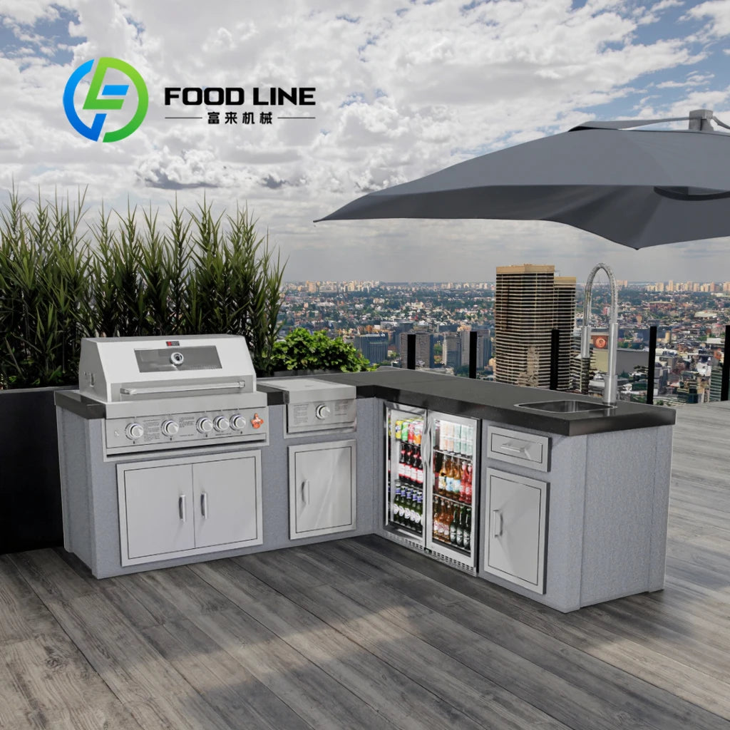 High Quality Outdoor Kitchenware Built-in Refrigerator Countertop Tools BBQ Gas Grill 304 Stainless Outdoor Kitchen SetCustomize
