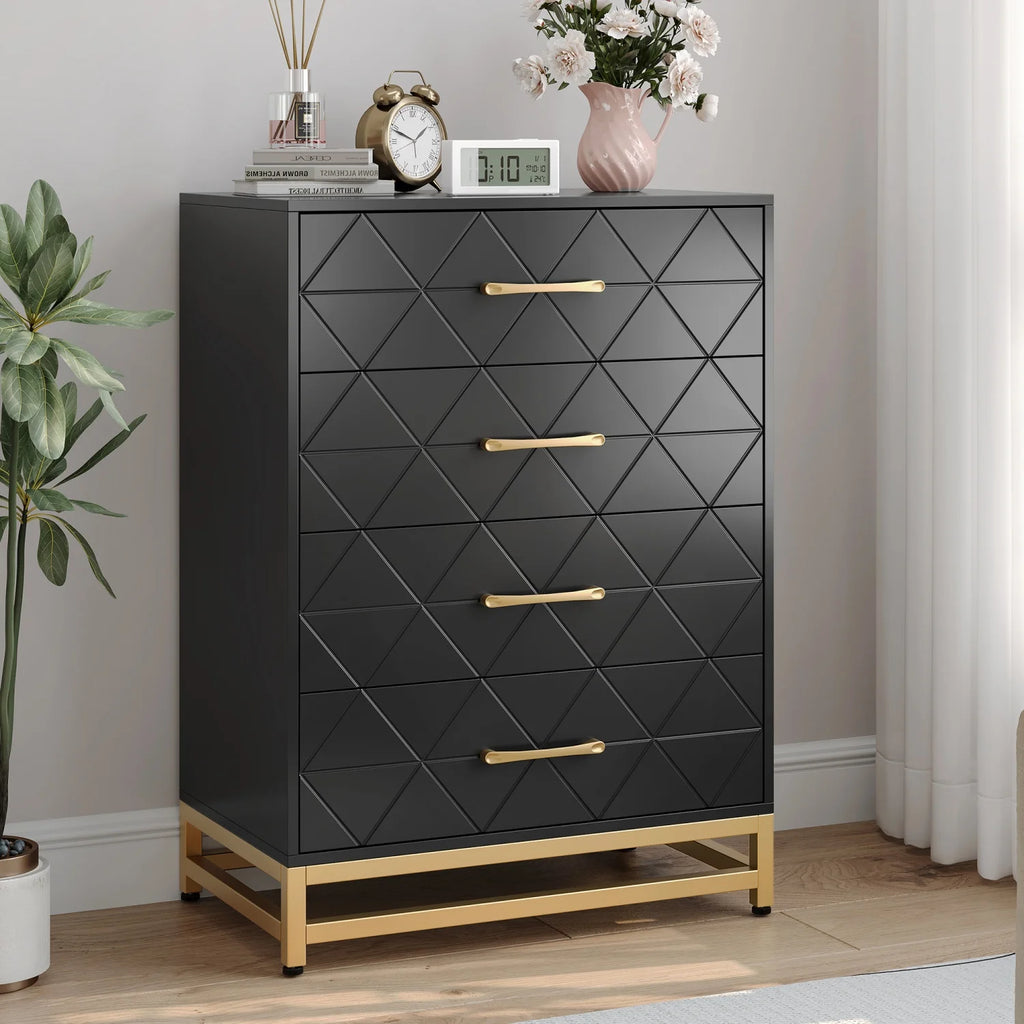 Wooden Dresser for Bedroom, Dressers & Chest of Drawers with 4 Drawer, Wood nightstand for Storage and Organization